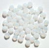 50 6mm Faceted Milky White Opal Fire Polish Beads